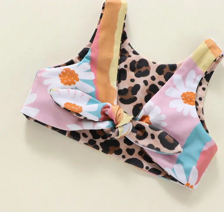 Rio Reversible Kids Bikini Swim: Animal Print/Floral