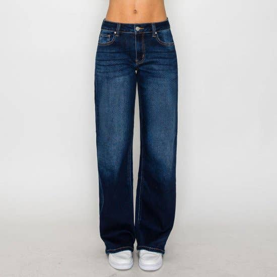 LOW RISE BASIC 22 INCH WIDE LEG JEAN: DARK / 0-1-3-5-7-9-11-13(1-1-2-2-3-2-2-2)