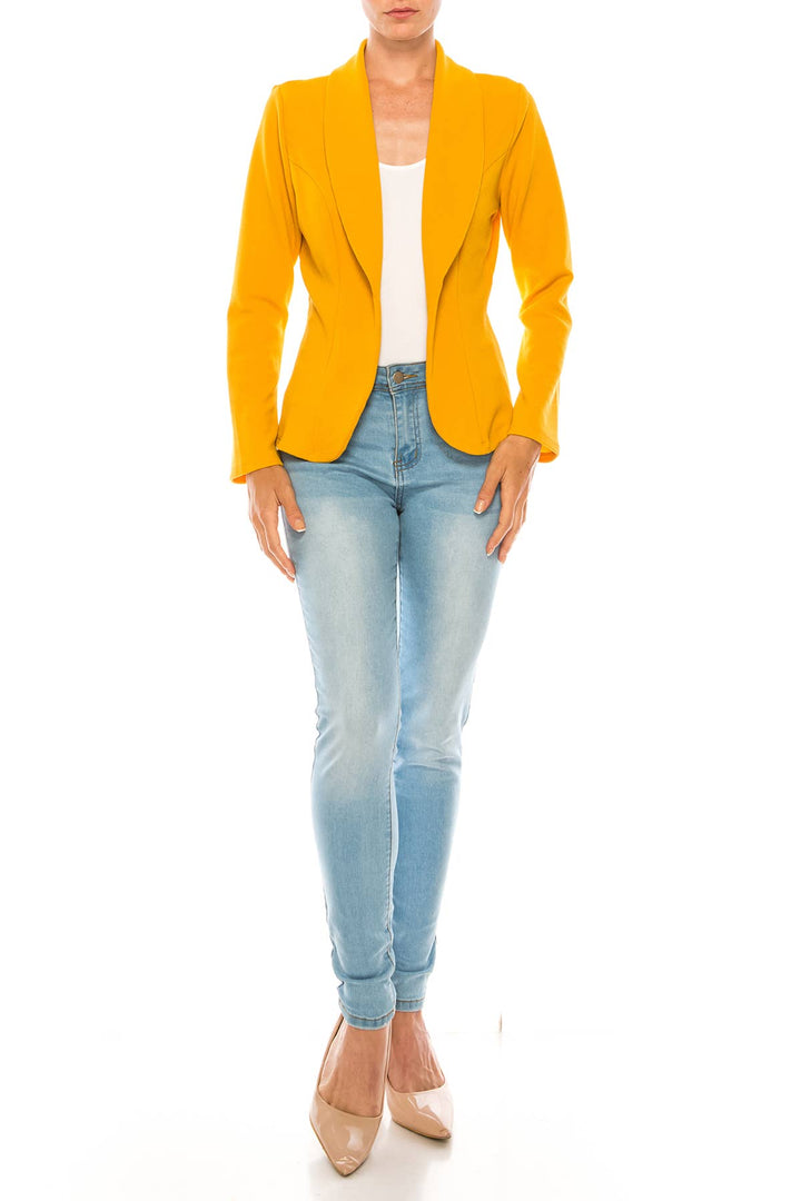 Women's Casual Office Work Long Sleeve Open Front Blazer: White / Small