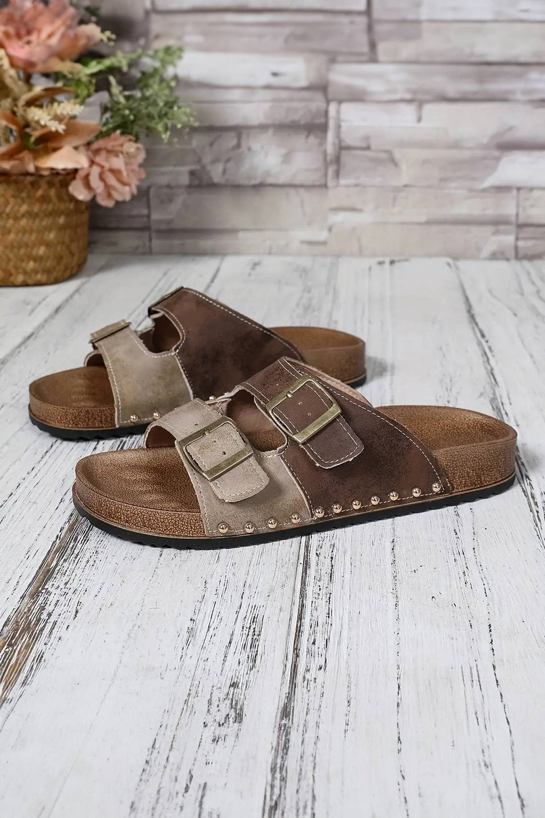 Western Suede Rivet Hollow Out PU Leather Slip-on Shoes