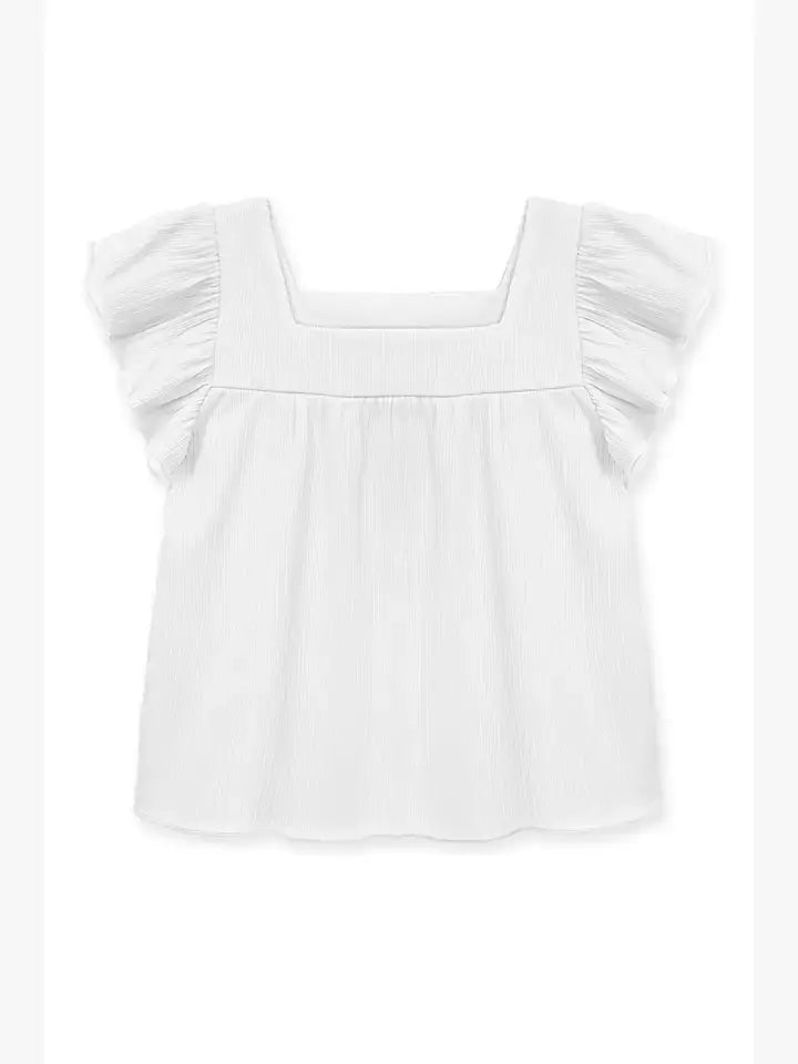 GKT-Q24-319B-G2 Girl's Fashion Top w/ Square Neckline: Tan