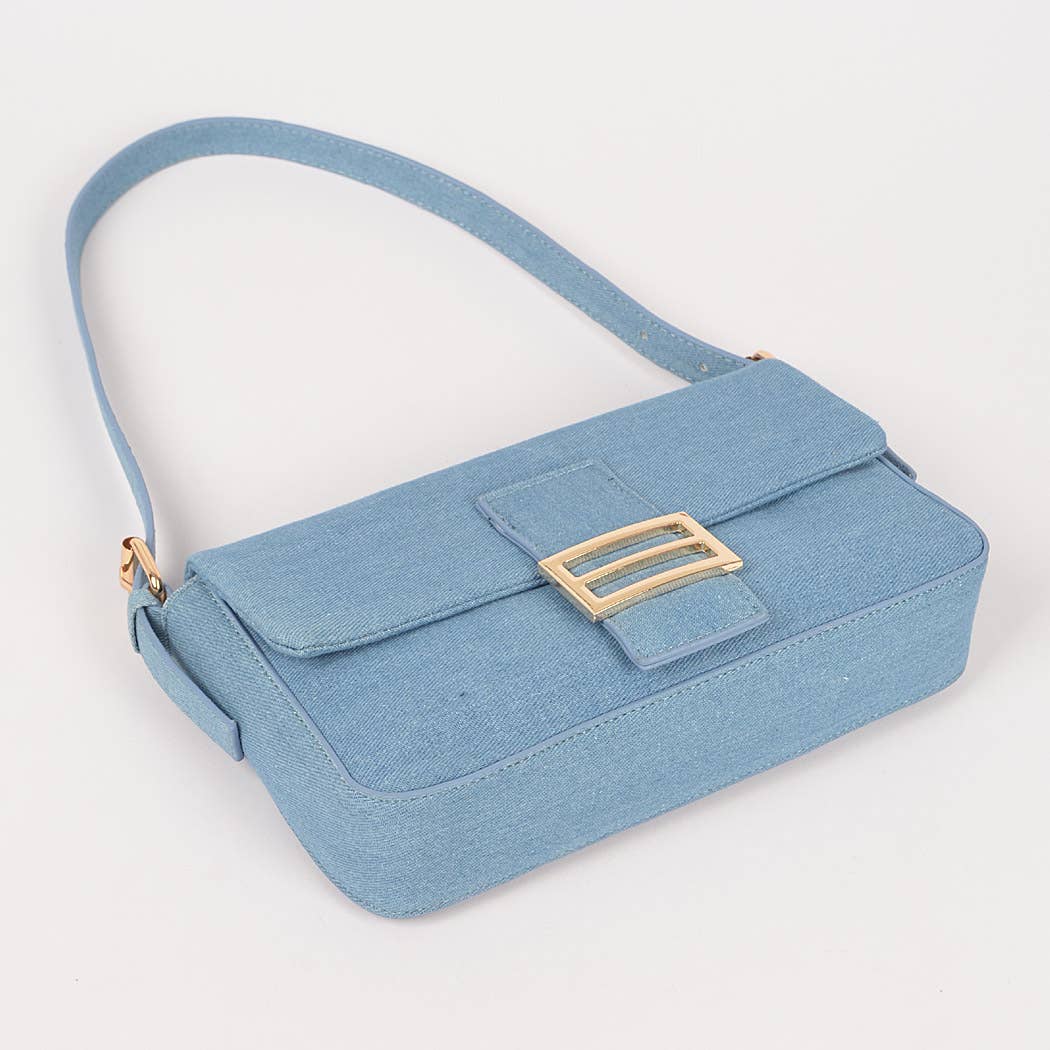 Women's Denim Metal Buckle Clutch Bag: LBL