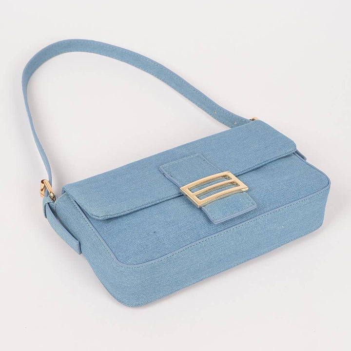 Women's Denim Metal Buckle Clutch Bag: MBL