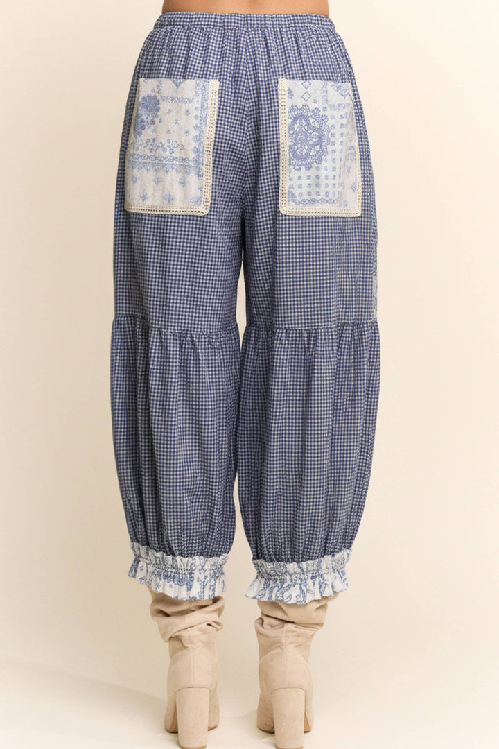 CONTRAST PATCHWORK BLOOMER PANTS: Rose Pink
