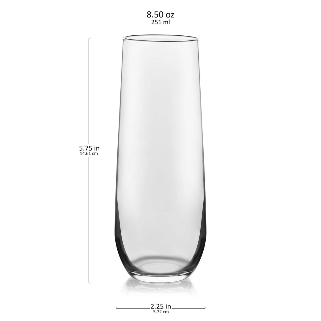 Libbey Stemless Champagne Flute Glasses, 8.5oz, Set of 12