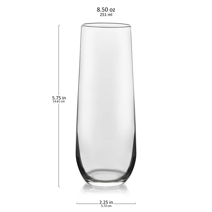 Libbey Stemless Champagne Flute Glasses, 8.5oz, Set of 12
