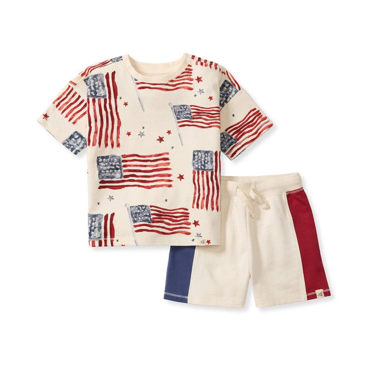 American Flag Boys Tee & Shorts Set
