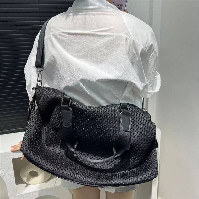 Oxford Fabric Casual Travel Bag: BLACK