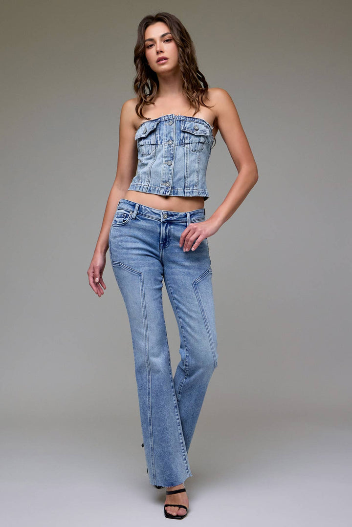 Light Wash Stretch Fashion Low Rise Bootcut