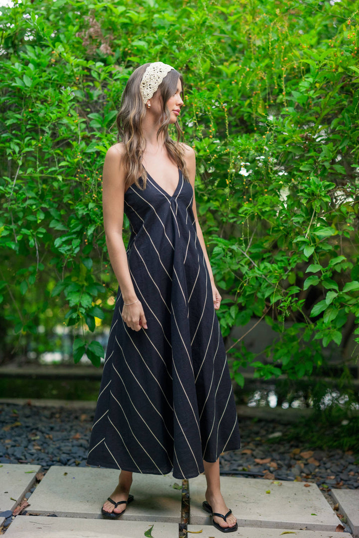 STRIPED PATTERN ASYMMETRICAL DRESS