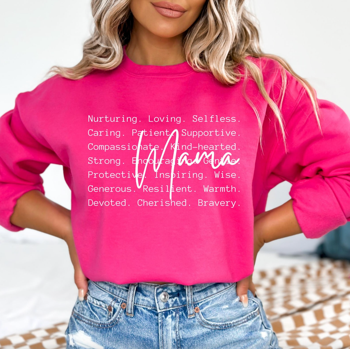 Mama Words Crewneck Sweatshirt : Black / X-Large