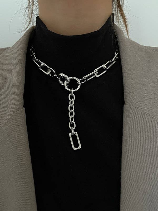Simple Normcore Chain Necklace: SILVER/ FREE SIZE
