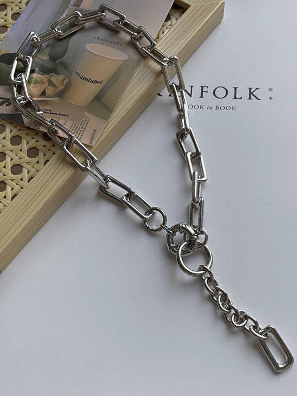 Simple Normcore Chain Necklace: SILVER/ FREE SIZE