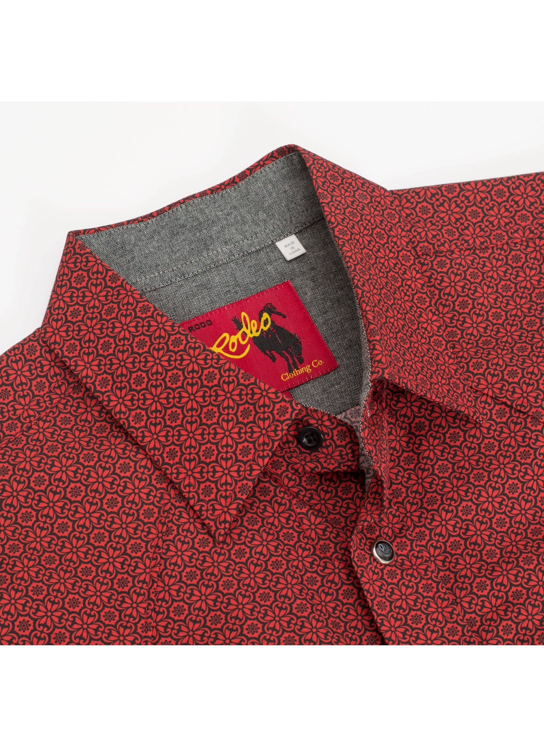 Men's Short Sleeve Pearl Snap Print Shirt-PS100S-1096: L