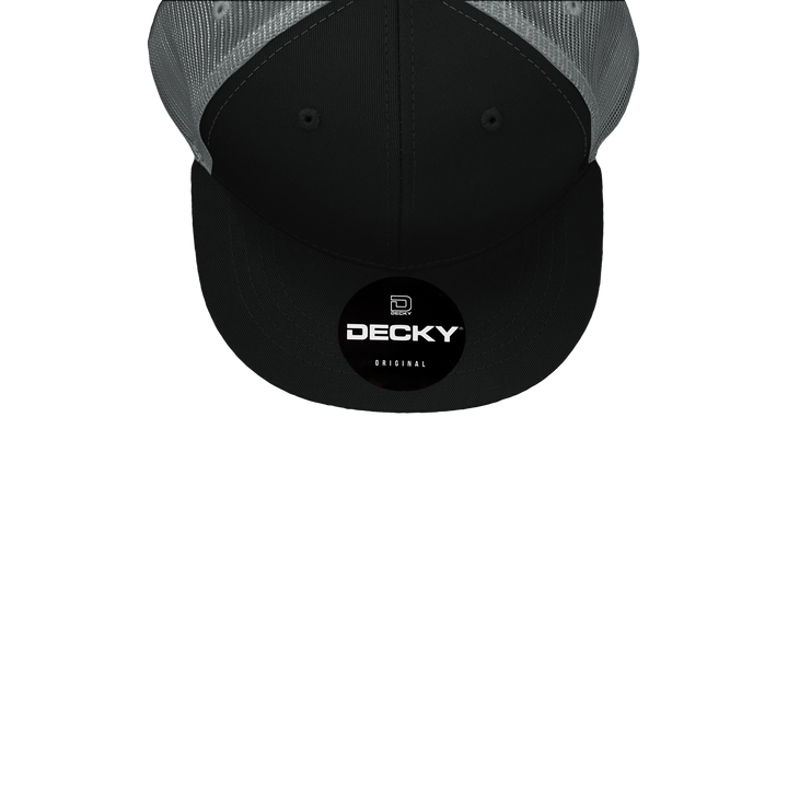 Decky 5010 - Kids Youth Trucker Hat, Flat Bill Snapback - 50: Black