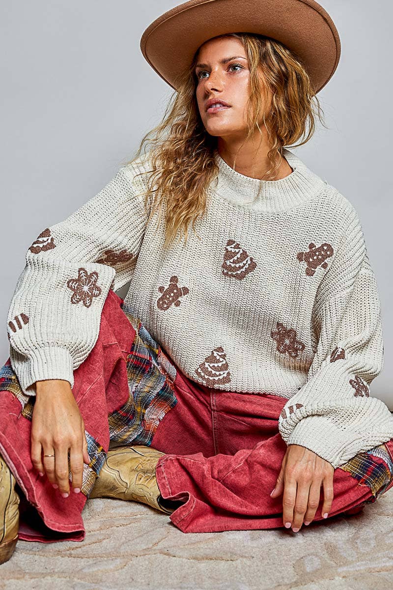 Christmas-Inspired Cozy Chenille Sweater Cropped Fit Top