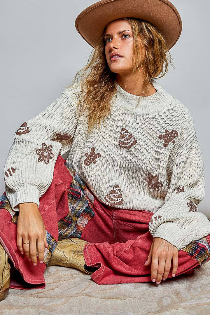 Christmas-Inspired Cozy Chenille Sweater Cropped Fit Top