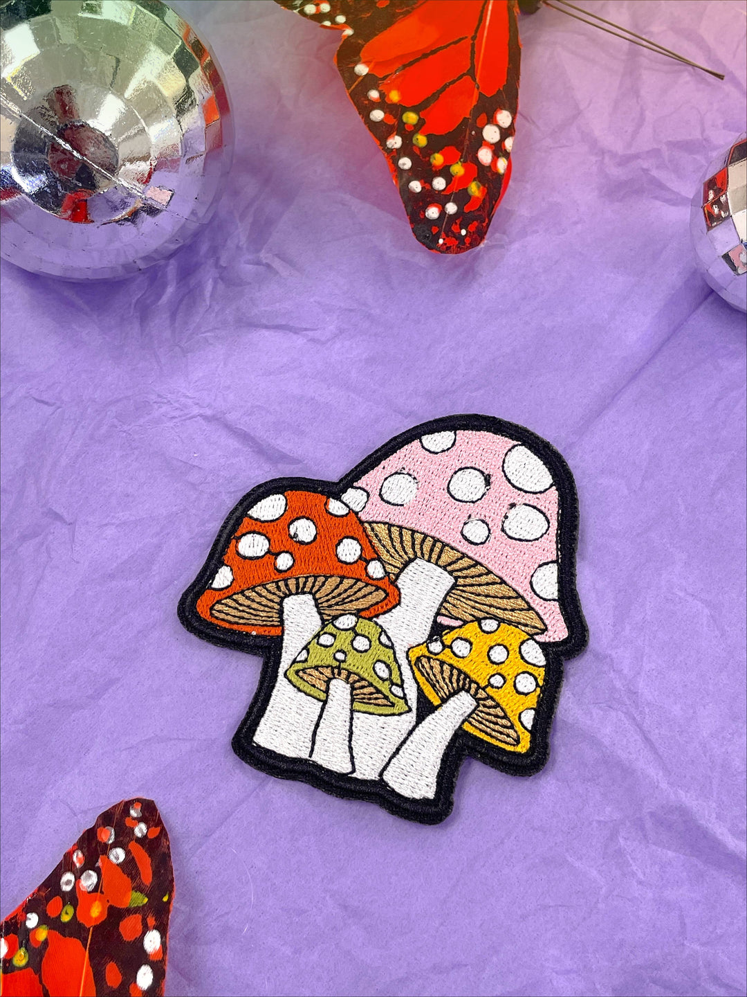Mushroom Iron-On Embroidered Patch, Cute, Trendy Patches