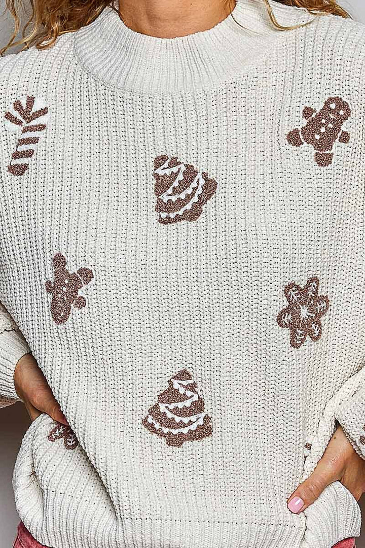 Christmas-Inspired Cozy Chenille Sweater Cropped Fit Top