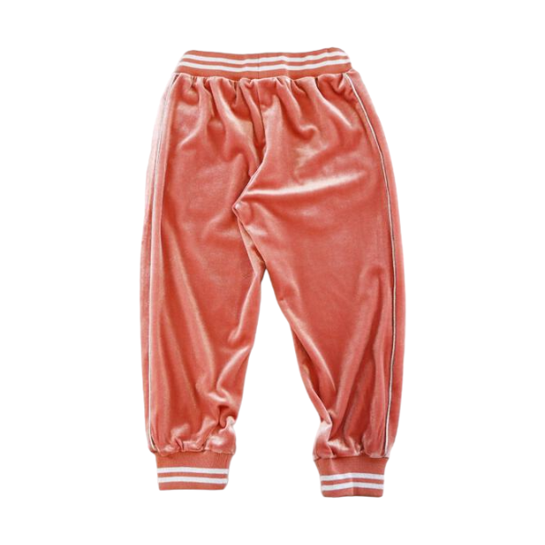 A30 14166 Silver Heart Velvet Tracksuit Set (2 Colors): CORAL / 2-2-2;4-5-6