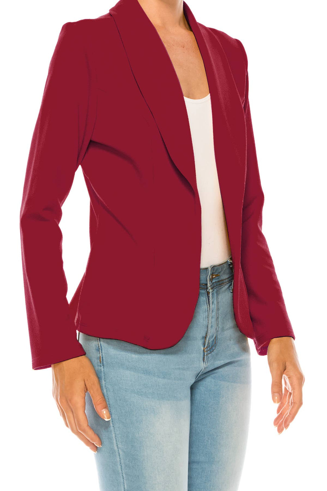 Women's Casual Office Work Long Sleeve Open Front Blazer: White / Small