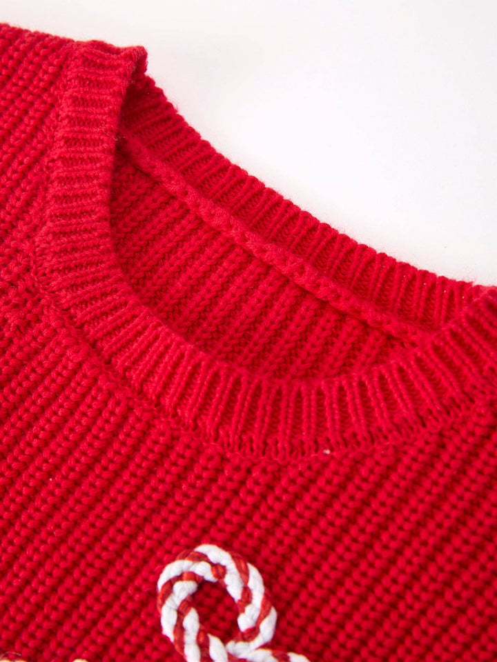 Mom and Me Winter Christmas Red "merry" Pullover Sweater:Kids