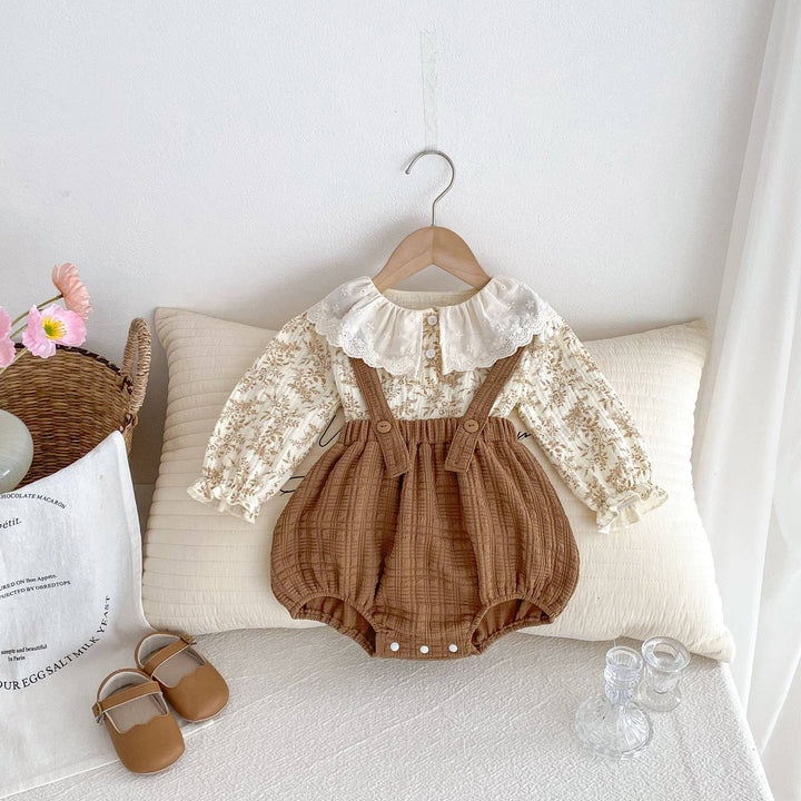 Vintage Floral Baby Romper with Peter Pan Collar