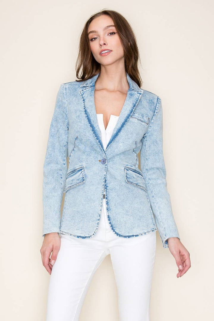 PREMIUM STRUCTURED LINED DENIM BLAZER