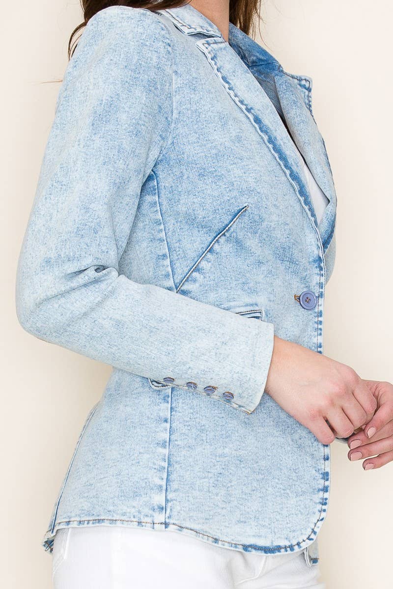 PREMIUM STRUCTURED LINED DENIM BLAZER