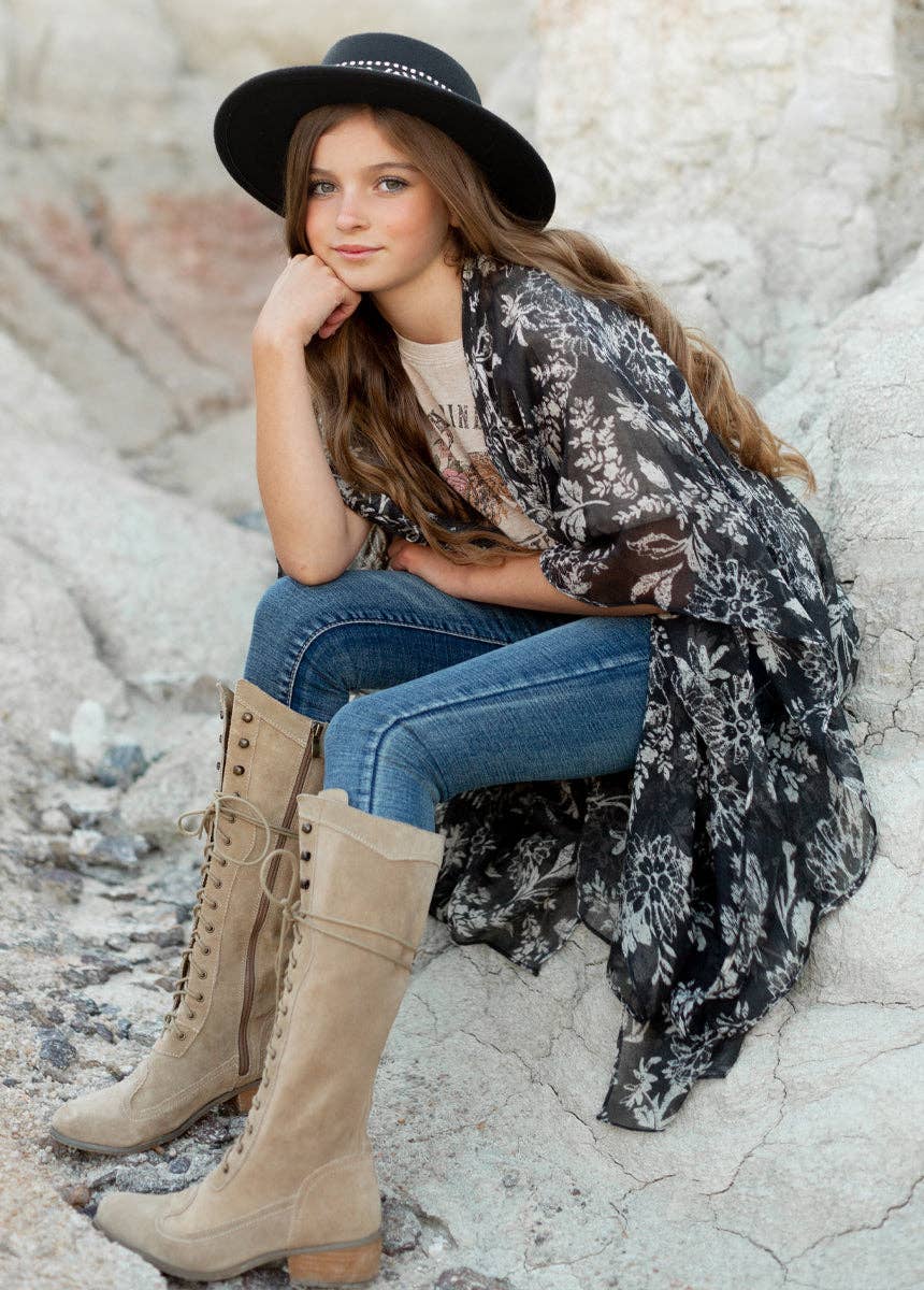 Kid's Avalon Duster in Black Block Print