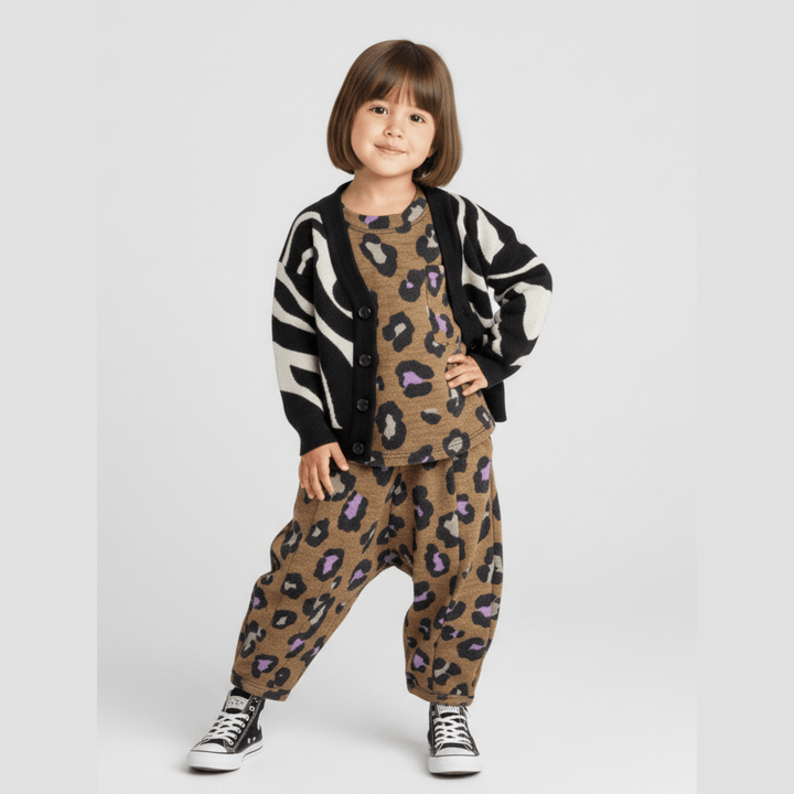 Kids Lazy Leopard Pocket Tee – Boxy Knit: S (1-2yr)