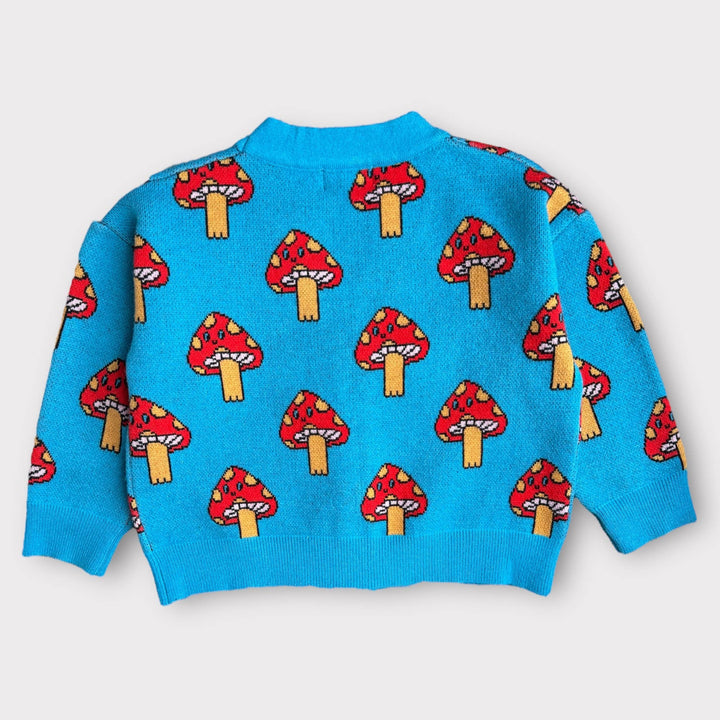 Kids Soft Sweater - Mellow Mushroom Cardigan: S (1-2yr)