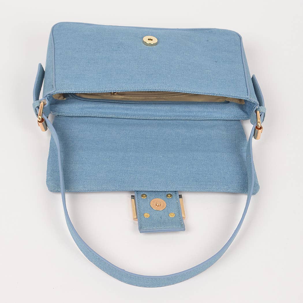 Women's Denim Metal Buckle Clutch Bag: LBL