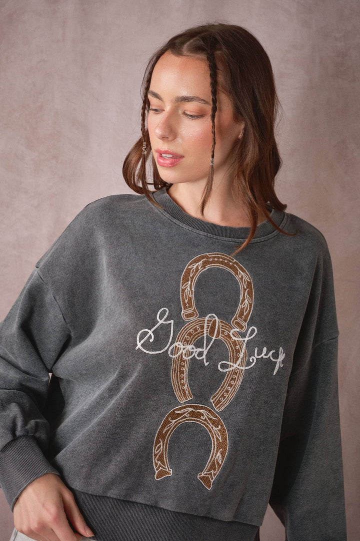 Western Horseshoe Mineral Wash Sweatshirt