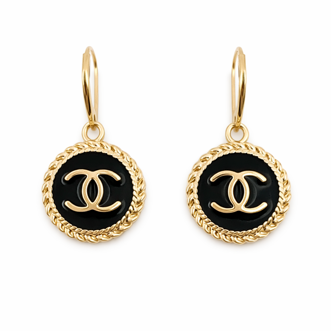 CC BLACK 14K Leverback Earring