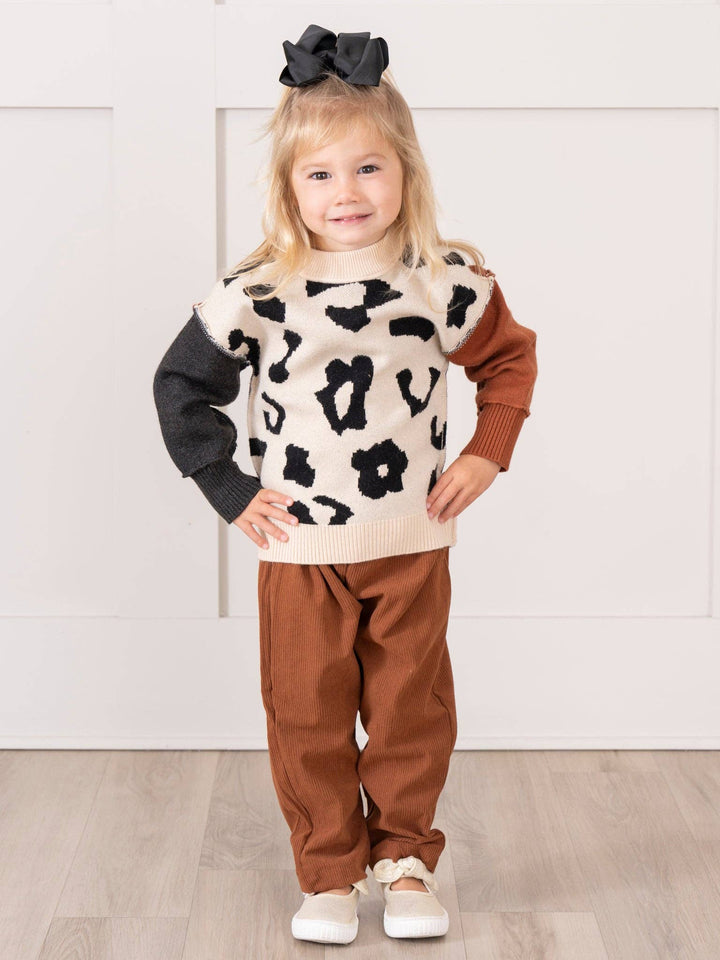 Mom & Me Tan Leopard Mock Neck Sweater: Girl / XXXS(6/12mos)