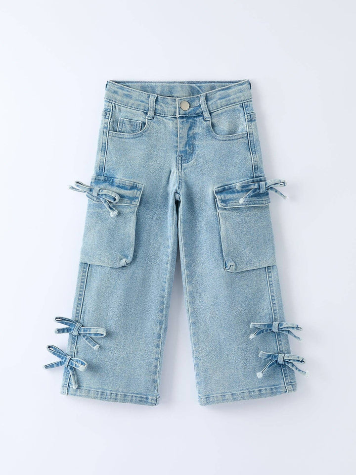Wide-Leg Denim Pants With Pockets