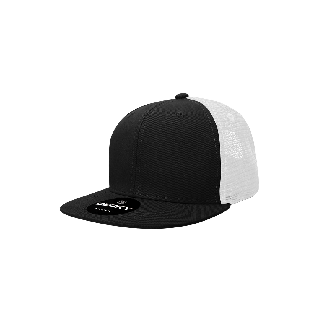 Decky 5010 - Kids Youth Trucker Hat, Flat Bill Snapback - 50: Black