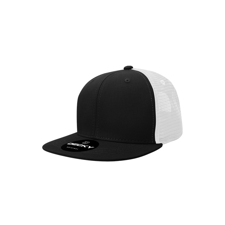 Decky 5010 - Kids Youth Trucker Hat, Flat Bill Snapback - 50: Black