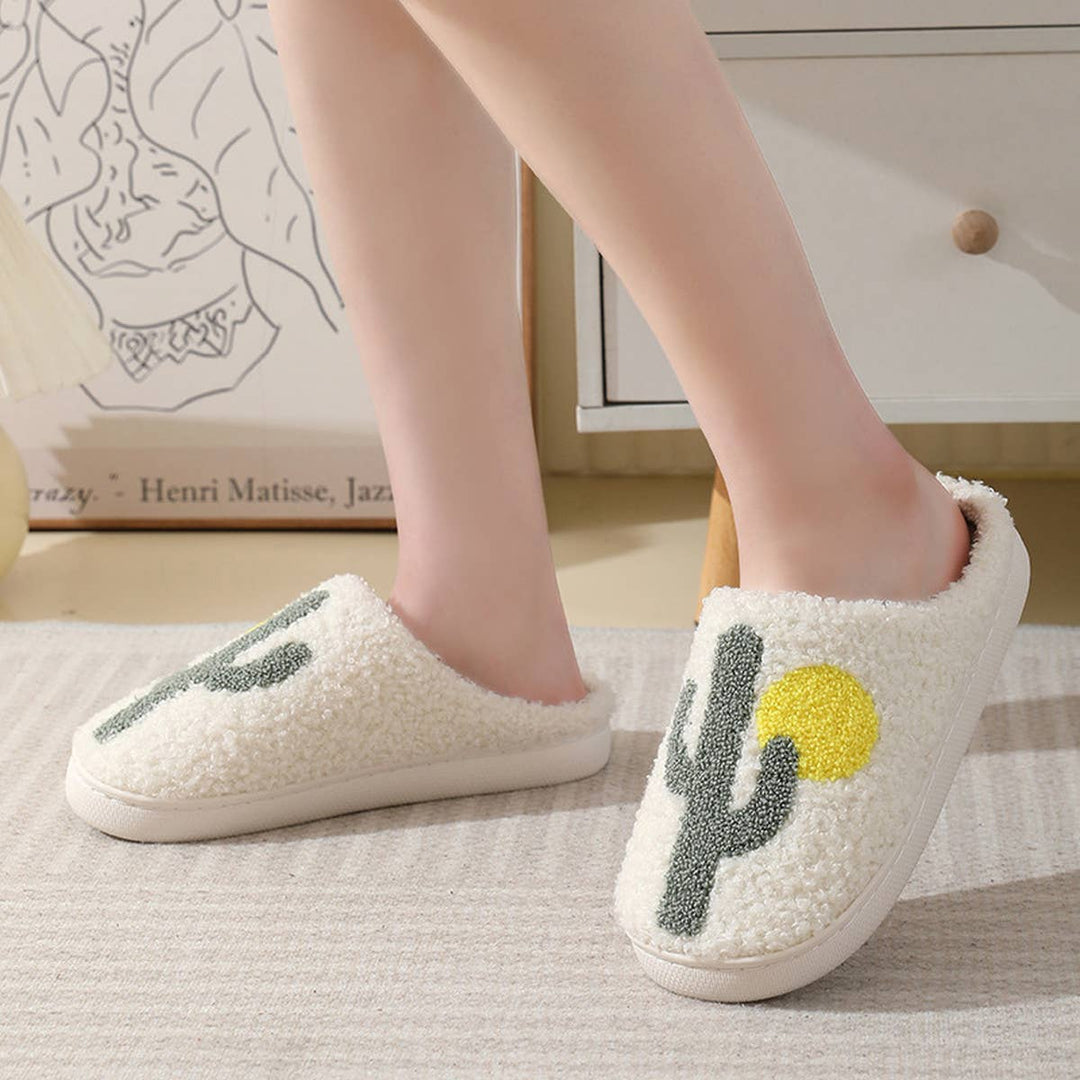 CACTUS PATTERN WARM COTTON SLIPPERS