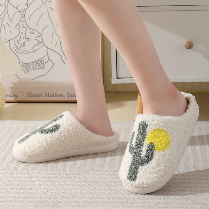 CACTUS PATTERN WARM COTTON SLIPPERS
