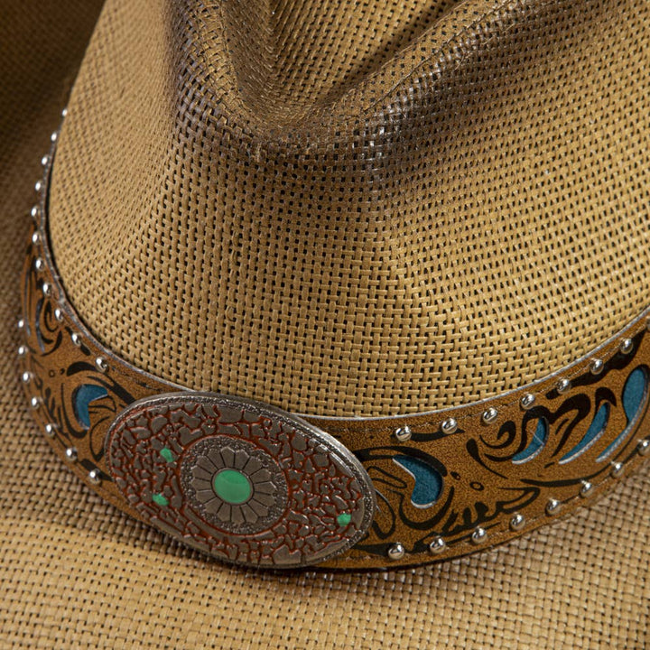 Studded Tooled Band Western Cowboy Hat