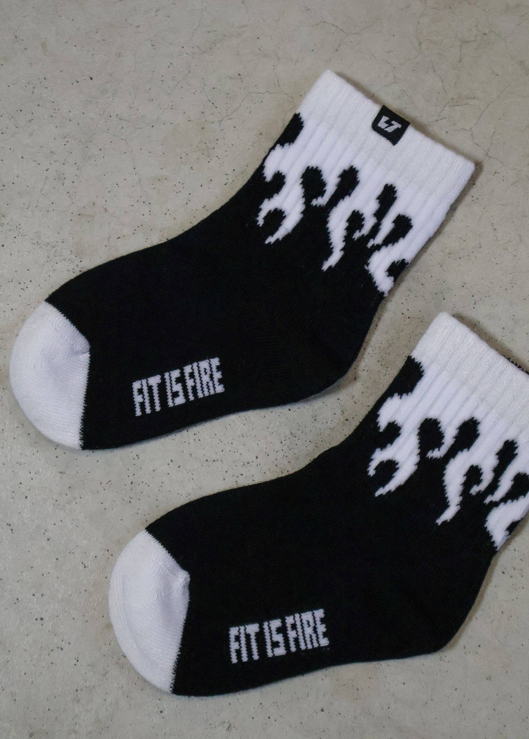 White Flame Crew Kids Socks