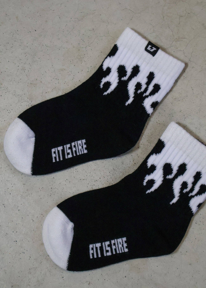 White Flame Crew Kids Socks