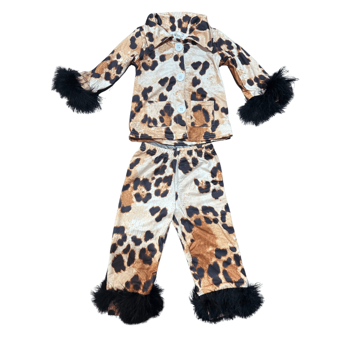 CHEETAH PRINT LOUNGEWEAR with fur: 2T