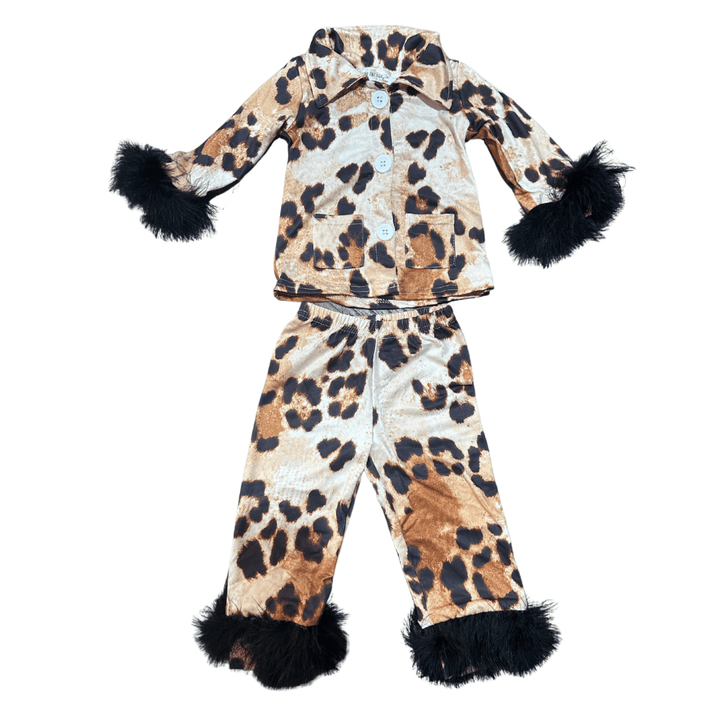CHEETAH PRINT LOUNGEWEAR with fur: 7/8