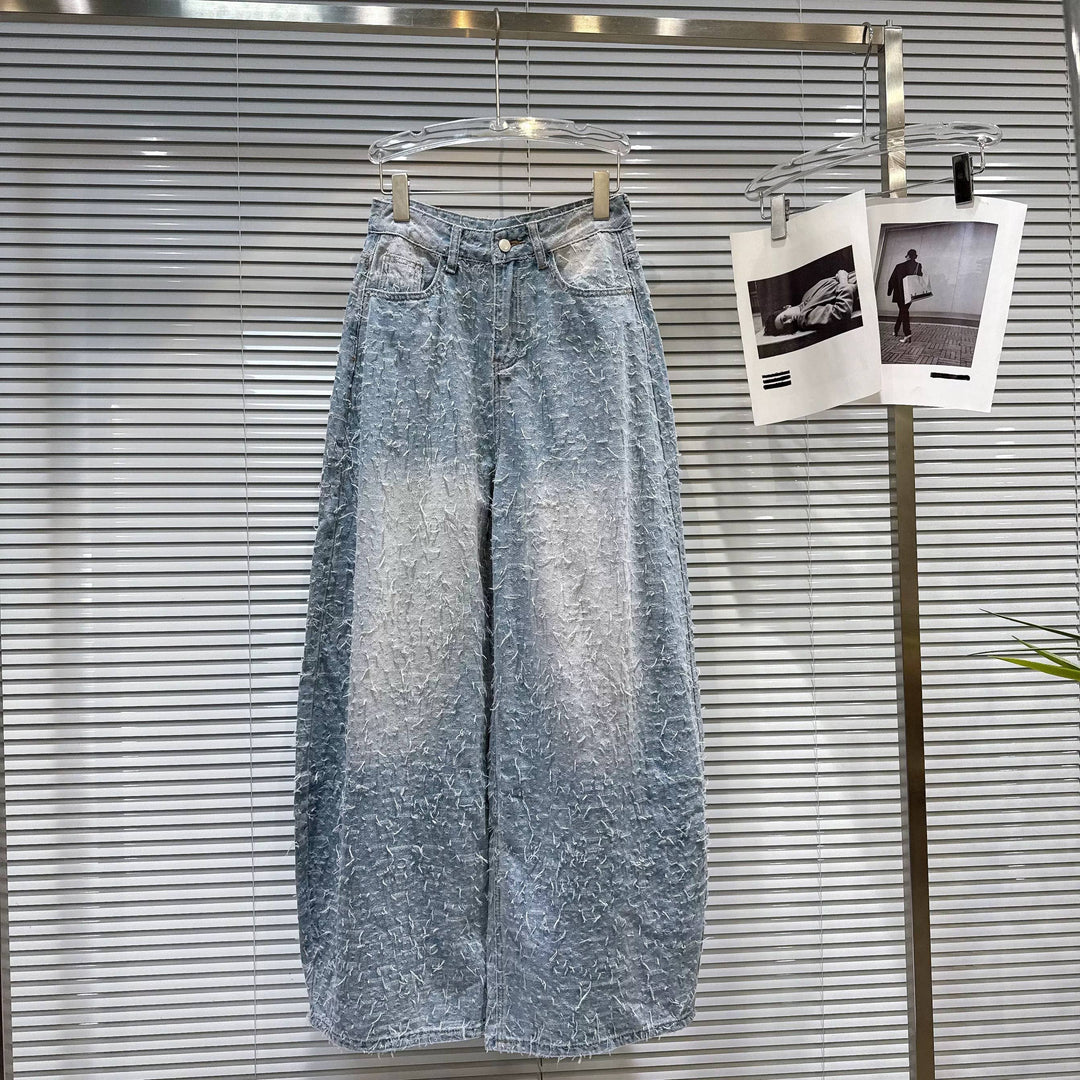 Pearl Beaded Bustier and Vintage Denim Pants Set