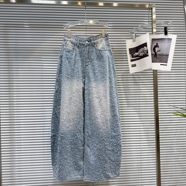 Pearl Beaded Bustier and Vintage Denim Pants Set