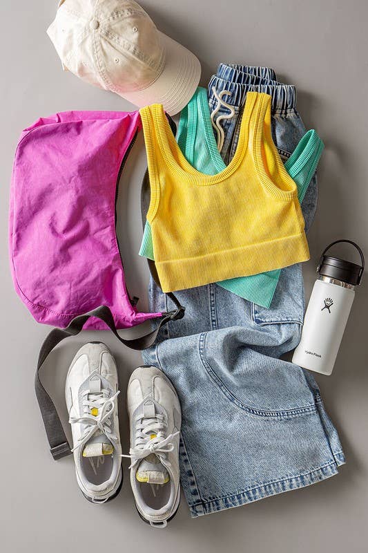 Mineral Wash Ribbed Scoop Neck Crop Tank Top: HAZEL / S-2/M-2/L-2