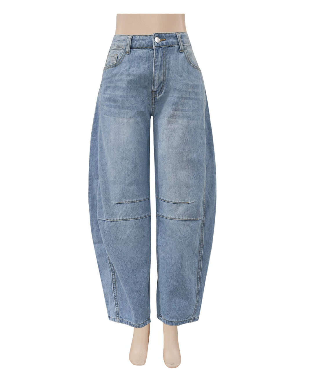 Slouchy Curved leg shape Barrel Jeans: Black / M